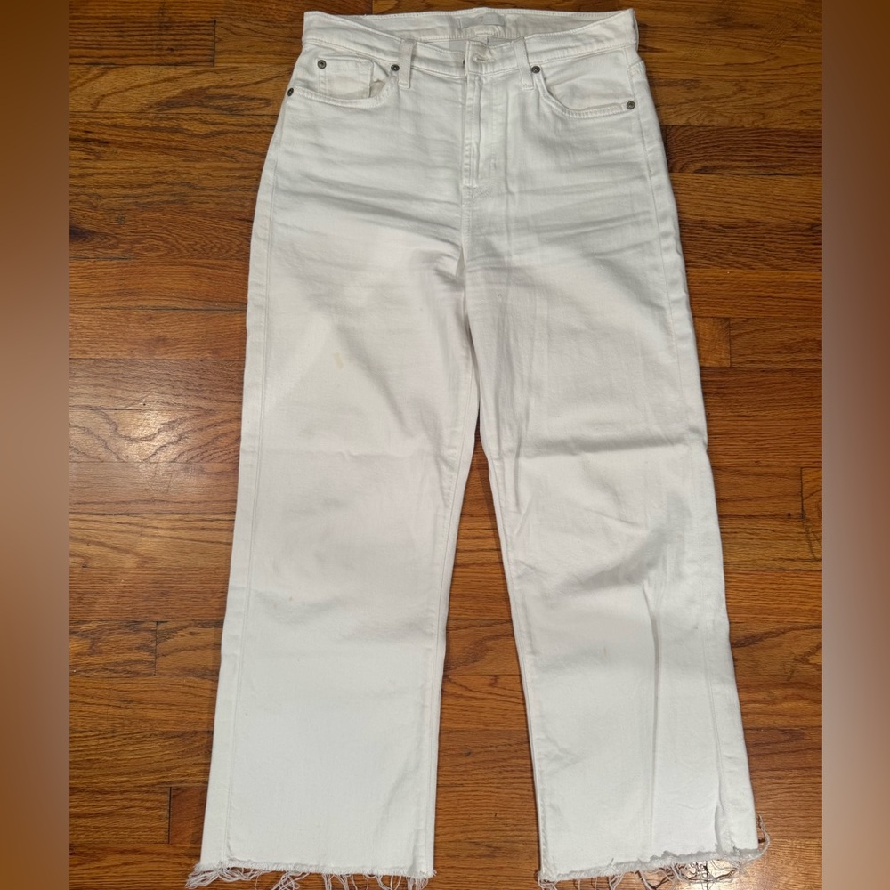 7 For All Mankind White Cropped Flare Alexa Jeans